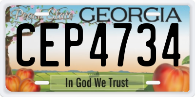 GA license plate CEP4734