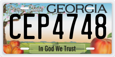 GA license plate CEP4748