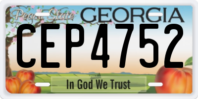 GA license plate CEP4752