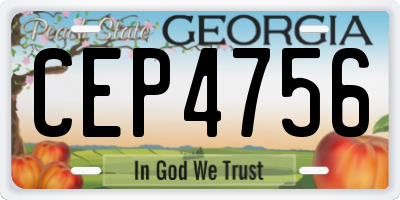 GA license plate CEP4756
