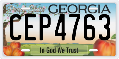 GA license plate CEP4763