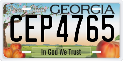 GA license plate CEP4765