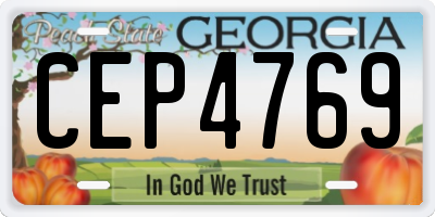 GA license plate CEP4769