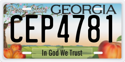 GA license plate CEP4781