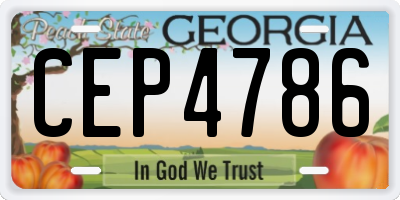 GA license plate CEP4786