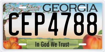 GA license plate CEP4788