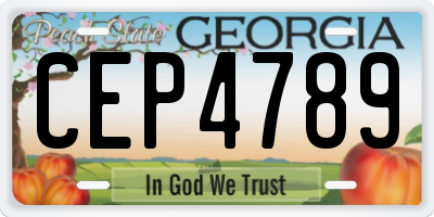 GA license plate CEP4789