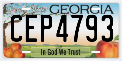 GA license plate CEP4793