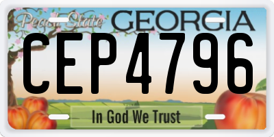 GA license plate CEP4796