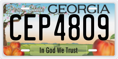 GA license plate CEP4809