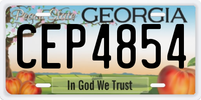 GA license plate CEP4854
