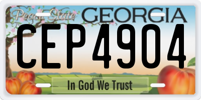 GA license plate CEP4904