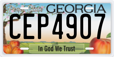 GA license plate CEP4907