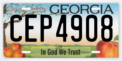GA license plate CEP4908