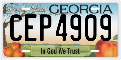GA license plate CEP4909