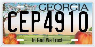GA license plate CEP4910