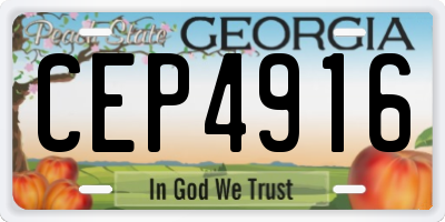 GA license plate CEP4916