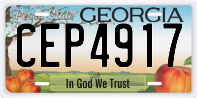 GA license plate CEP4917