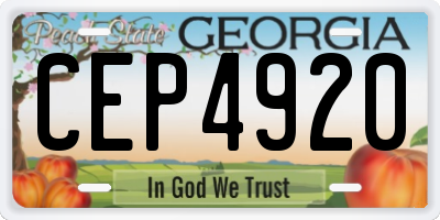 GA license plate CEP4920