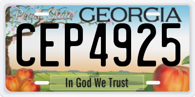 GA license plate CEP4925