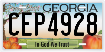 GA license plate CEP4928