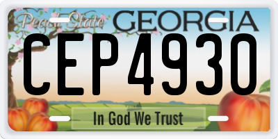 GA license plate CEP4930