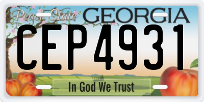 GA license plate CEP4931
