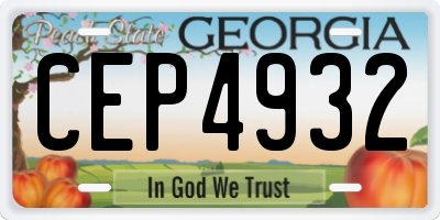 GA license plate CEP4932