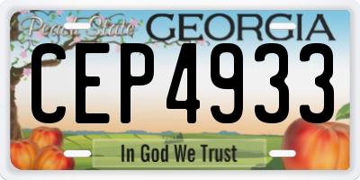 GA license plate CEP4933