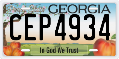 GA license plate CEP4934