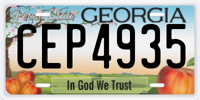 GA license plate CEP4935