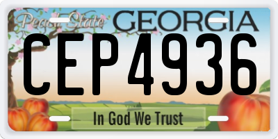 GA license plate CEP4936