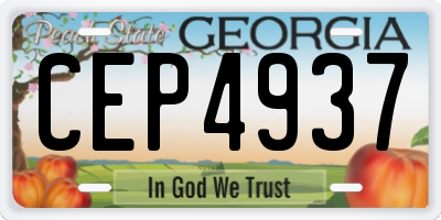 GA license plate CEP4937