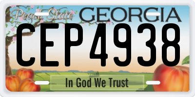 GA license plate CEP4938