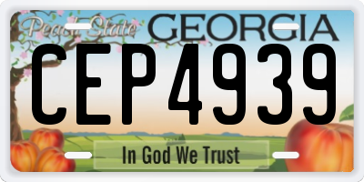 GA license plate CEP4939