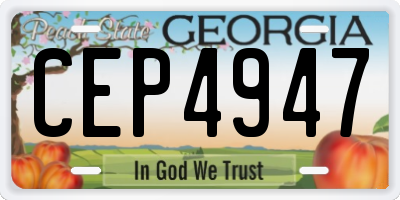 GA license plate CEP4947