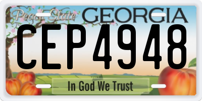 GA license plate CEP4948