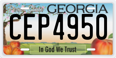 GA license plate CEP4950