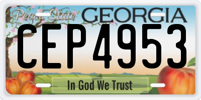GA license plate CEP4953