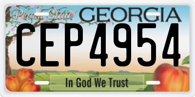 GA license plate CEP4954