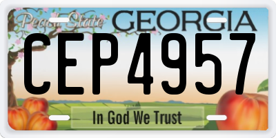 GA license plate CEP4957