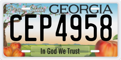 GA license plate CEP4958