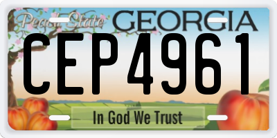 GA license plate CEP4961