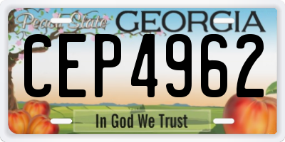 GA license plate CEP4962