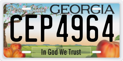 GA license plate CEP4964