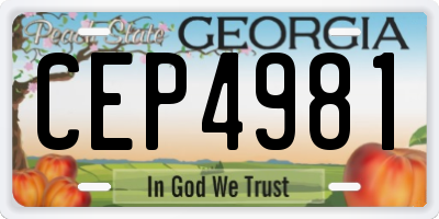 GA license plate CEP4981