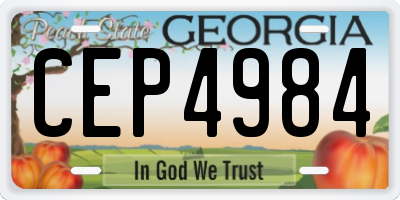 GA license plate CEP4984