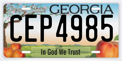 GA license plate CEP4985