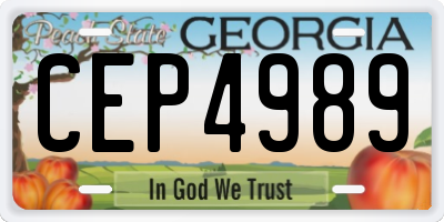 GA license plate CEP4989