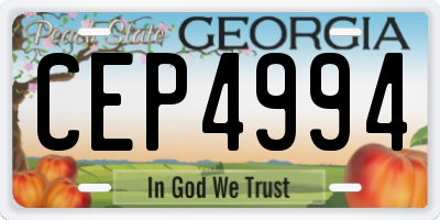 GA license plate CEP4994